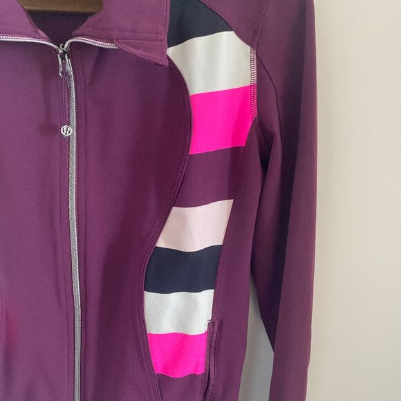 Lululemon Women Plum Nice Asana Jacket Stripes Size Tag Missing - Picture 6 of 12